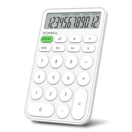 VEWINGL Standard Calculator, 12 Digit Large Display Desktop Calculator with Big Buttons for Office, School, Home & Business 