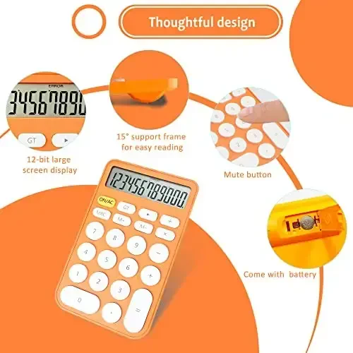 VEWINGL Standard Calculator 12 Digit,Desktop Large Display and Buttons,Calculator with Large LCD Display for Office,School, Home & Business Use,Automatic Sleep,with Battery - 2
