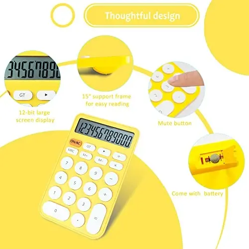 VEWINGL Standard Calculator 12 Digit,Desktop Large Display and Buttons,Calculator with Large LCD Display for Office,School, Home & Business Use,Automatic Sleep,with Battery - 2