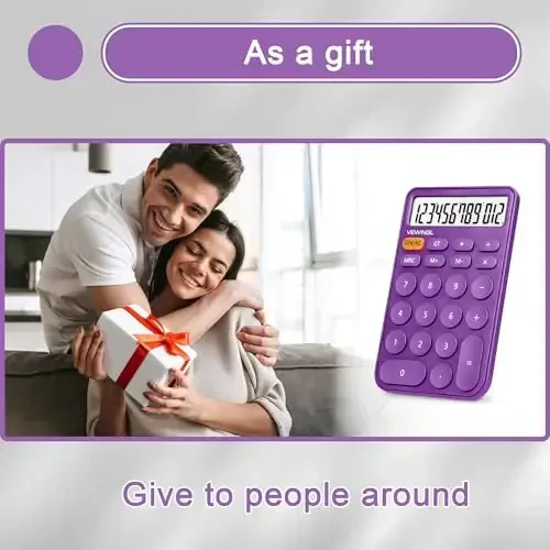 VEWINGL Standart Kalkulyator 12 Xonali, Ish Stoli Katta Displey va Tugmalar, Ofis, Maktab, Uy va Biznes uchun Katta LCD Displeyga ega Kalkulyator, Avtomatik Uyqu, Batareya bilan - 7