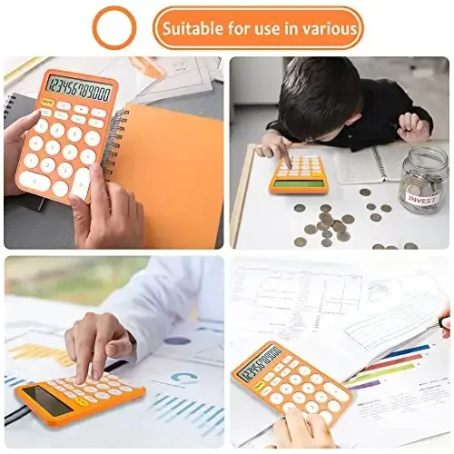 VEWINGL Standart Kalkulyator 12 Xonali, Stol Üstiga Katta Displey va Tugmalar, Ofis, Maktab, Uy va Biznesda Foydalanish uchun Katta LCD Displeyli Kalkulyator, Avtomatik Uyqu, Batareya bilan - 5