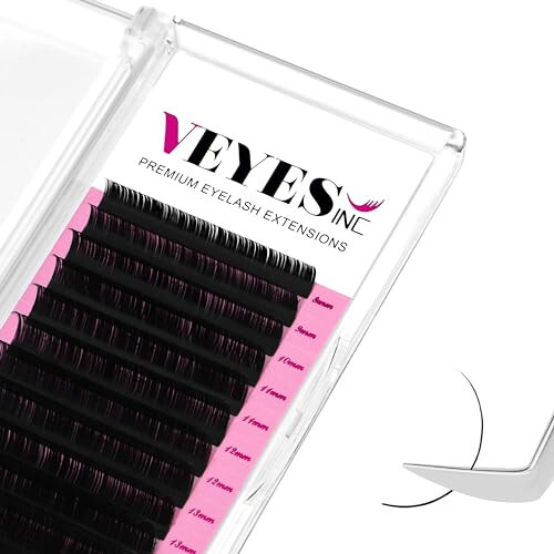 VEYES INC Classic Volume Lash Extensions 0.03-0.20 J/B/L/C/CC/D/DD Curl 5-25mm Mixed & Single Length Tray, Premium Silk Eyelashes, Professional Supplies for Lash Techs (Matte Black 0.05 D 8-16mm) - 1