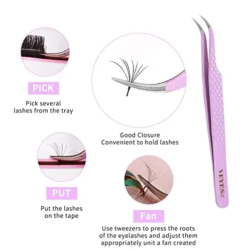 VEYES INC High Precision Eyelash Extension Tweezers Volume J45 Lash Tweezers For Professional Eyelash Extension Tool - 2