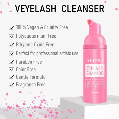 VEYES INC Lash Shampoo for Lash Extensions. Eyelash Wash for Extensions & Natural Lashes. Eyelash Extension Cleanser + Brush, Oil & Sulfate Free, 60ml. Lash Supplies for Salon & Home Care - 2