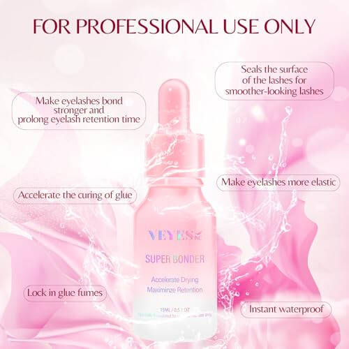 VEYES INC Super Lash Bonder for Eyelash Extensions. Glue Accelerator, Lash Sealant, Adhesive Companion, Reducing Glue Fumes and Extending Eyelash Retention Time. Professional Eyelash Supplies 15ml - 2