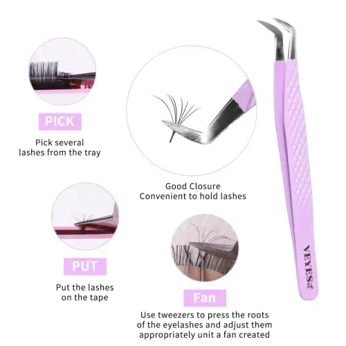 VEYES INC Yuqori aniqlikdagi kirpik o'stirish pinsetlari Volume G01 Professional kirpik o'stirish uchun kirpik pinsetlari - 2