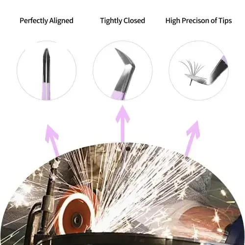 VEYES INC Yuqori aniqlikdagi kirpik o'stirish pinsetlari Volume G01 Professional kirpik o'stirish uchun kirpik pinsetlari - 5