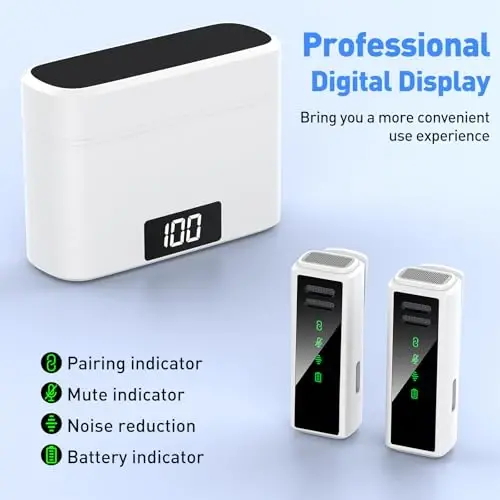 VEZQUA Беспроводной петличный микрофон для iPhone 15, Android, ПК, ноутбука, USB C Mini-микрофон с шумоподавлением, Mini Mic для видеозаписи, влогов, YouTube, TikTok (белый) - 2