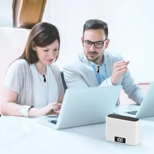 VEZQUA Беспроводной петличный микрофон для iPhone 15, Android, ПК, ноутбука, USB C Mini-микрофон с шумоподавлением, Mini Mic для видеозаписи, влогов, YouTube, TikTok (белый) - 7