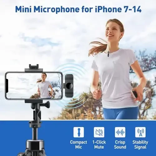 VEZQUA Lapel Microphone for iPhone 14/13/12,Clip on Microphone with Noise Reduction for Recording,Interviews,Live Streaming,Podcast,Content Creator,Vlog,TikTok,YouTube 2 Pack - VEZQUA (1)