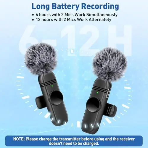 VEZQUA Lapel Microphone for iPhone 14/13/12,Clip on Microphone with Noise Reduction for Recording,Interviews,Live Streaming,Podcast,Content Creator,Vlog,TikTok,YouTube 2 Pack - 4