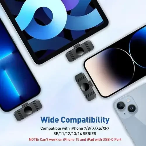 VEZQUA Петличный микрофон для iPhone 14/13/12, петличный микрофон с шумоподавлением для записи, интервью, прямых трансляций, подкастов, создания контента, видеоблогов, TikTok, YouTube, 2 шт. - 3