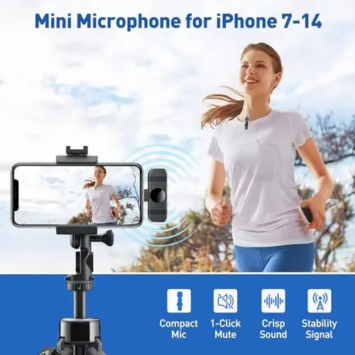 VEZQUA Петличный микрофон для iPhone 14/13/12, петличный микрофон с шумоподавлением для записи, интервью, прямых трансляций, подкастов, создания контента, видеоблогов, TikTok, YouTube, 2 шт. - 2