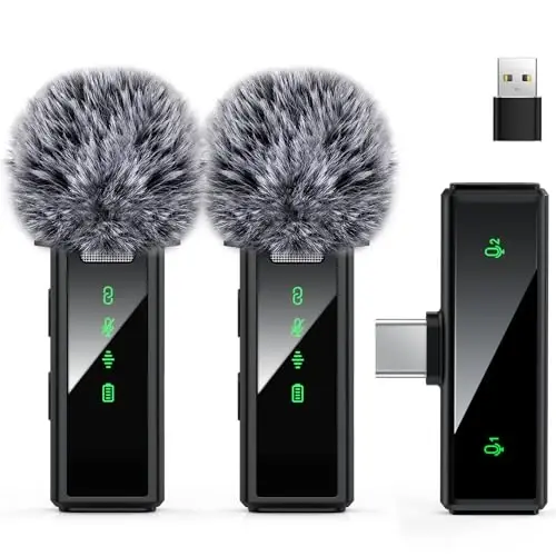 VEZQUA USB C simsiz Lavalier Mikrofoni Android, PC, Laptop, iPhone 15/16, Shovqinni yo'q qilish xususiyatli USB Mikrofon, Videoyozuv, Vlog, YouTube, TikTok uchun simsiz Lavalier Mikrofoni - VEZQUA