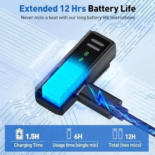 VEZQUA USB C simsiz Lavalier Mikrofoni Android, PC, Laptop, iPhone 15/16, Shovqinni yo'q qilish xususiyatli USB Mikrofon, Videoyozuv, Vlog, YouTube, TikTok uchun simsiz Lavalier Mikrofoni - 4