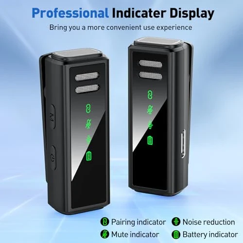 VEZQUA USB C Wireless Lavalier Microphone for Android, PC, Laptop, iPhone 15/16, USB Microphone with Noise Cancellation, Lapel Microphone Wireless for Video Recording, Vlog, YouTube, TikTok - 5