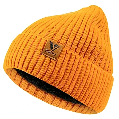 Vgogfly Lined Men Beanie Slouchy Knit Skull Cap Warm Stocking Hats Guys Women Striped Winter Beanie Hat - 2