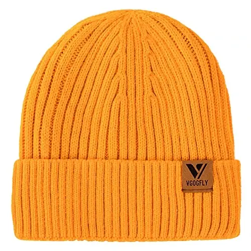 Vgogfly Lined Men Beanie Slouchy Knit Skull Cap Warm Stocking Hats Guys Women Striped Winter Beanie Hat 