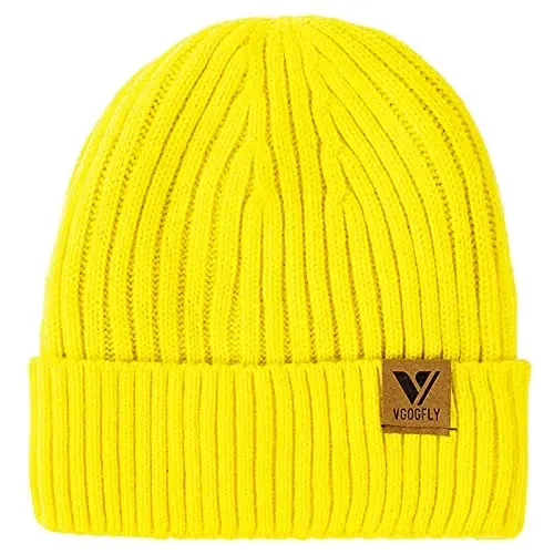 Vgogfly Lined Men Beanie Slouchy Knit Skull Cap Warm Stocking Hats Guys Women Striped Winter Beanie Hat 