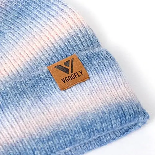 Vgogfly Beanie Men Slouchy Knit Skull Cap Warm Stocking Hats Guys Women Striped Winter Beanie Hat Cuffed Plain Hat - 3