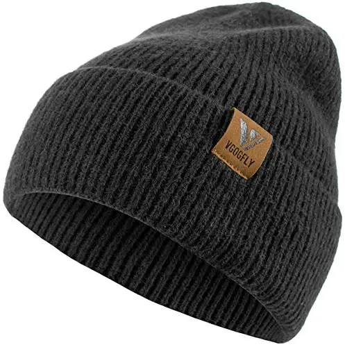 Vgogfly Beanie Men Slouchy Knit Skull Cap Warm Stocking Hats Guys Women Striped Winter Beanie Hat Cuffed Plain Hat 
