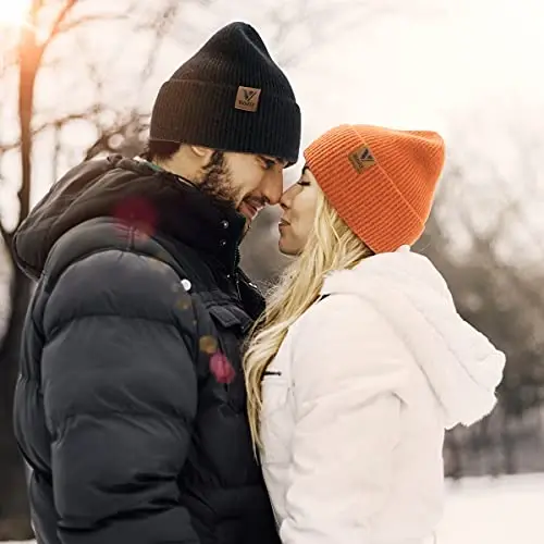 Vgogfly Beanie Men Slouchy Knit Skull Cap Warm Stocking Hats Guys Women Striped Winter Beanie Hat Cuffed Plain Hat - 7