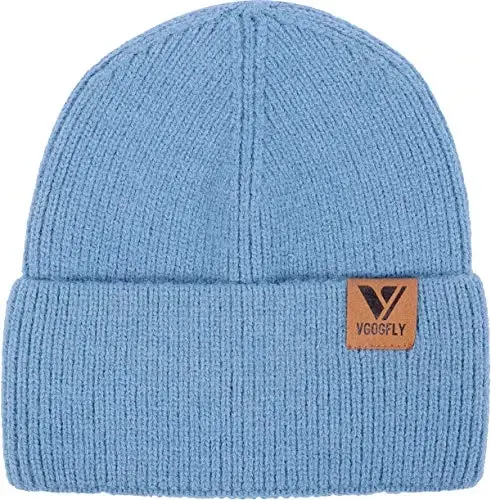 Vgogfly Beanie Men Slouchy Knit Skull Cap Warm Stocking Hats Guys Women Striped Winter Beanie Hat Cuffed Plain Hat - 2