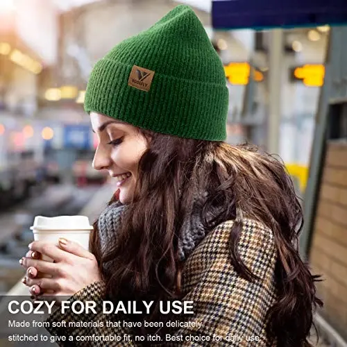 Vgogfly Beanie Men Slouchy Knit Skull Cap Warm Stocking Hats Guys Women Striped Winter Beanie Hat Cuffed Plain Hat - 7