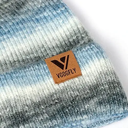Vgogfly Beanie Men Slouchy Knit Skull Cap Warm Stocking Hats Guys Women Striped Winter Beanie Hat Cuffed Plain Hat - 3