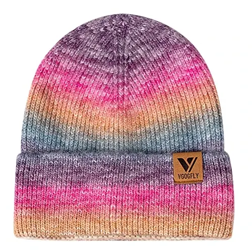 Vgogfly Beanie Men Slouchy Knit Skull Cap Warm Stocking Hats Guys Women Striped Winter Beanie Hat Cuffed Plain Hat - 2