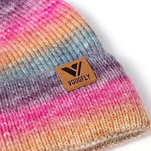 Vgogfly Beanie Men Slouchy Knit Skull Cap Warm Stocking Hats Guys Women Striped Winter Beanie Hat Cuffed Plain Hat - 3