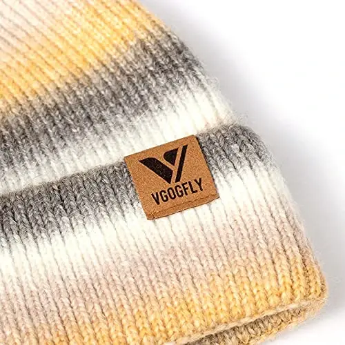 Vgogfly Beanie Men Slouchy Knit Skull Cap Warm Stocking Hats Guys Women Striped Winter Beanie Hat Cuffed Plain Hat - 3