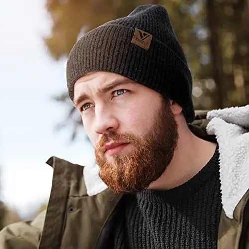 Vgogfly Beanie Men Slouchy Trikotaj Bosh Qopqoq Iliq Paypoq Shlyapalar Yigitlar Ayollar Chiziqli Qishki Trikotaj Shlyapa Manjetli Oddiy Shlyapa - 6