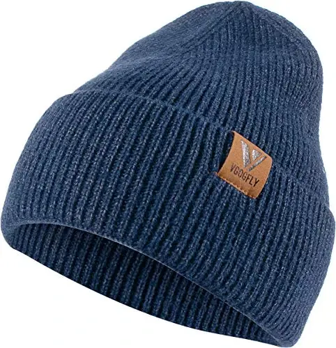 Vgogfly Beanie Men Slouchy Knit Skull Cap Warm Stocking Hats Guys Women Striped Winter Beanie Hat Cuffed Plain Hat - 1