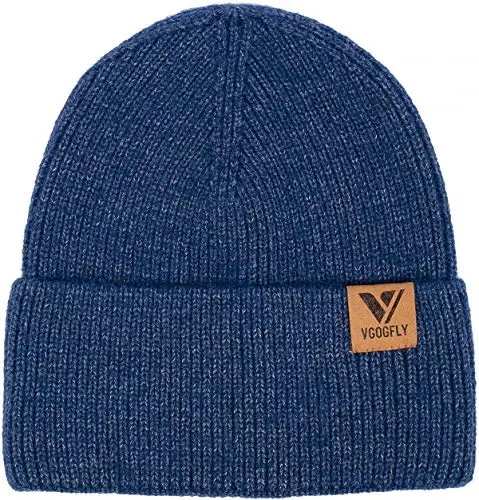 Vgogfly Beanie Men Slouchy Knit Skull Cap Warm Stocking Hats Guys Women Striped Winter Beanie Hat Cuffed Plain Hat - 2
