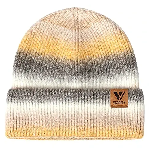 Vgogfly Beanie Men Slouchy Knit Skull Cap Warm Stocking Hats Guys Women Striped Winter Beanie Hat Cuffed Plain Hat - VGOGFLY (1)