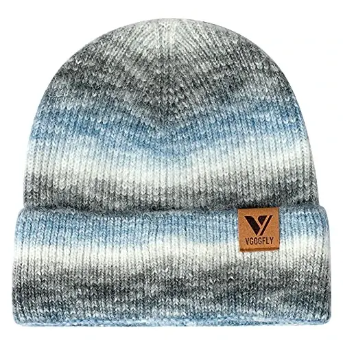 Vgogfly Beanie Men Slouchy Knit Skull Cap Warm Stocking Hats Guys Women Striped Winter Beanie Hat Cuffed Plain Hat - VGOGFLY (1)