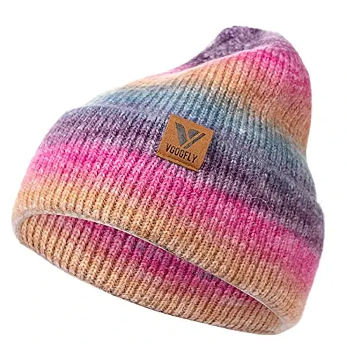 Vgogfly Beanie Men Slouchy Knit Skull Cap Warm Stocking Hats Guys Women Striped Winter Beanie Hat Cuffed Plain Hat 