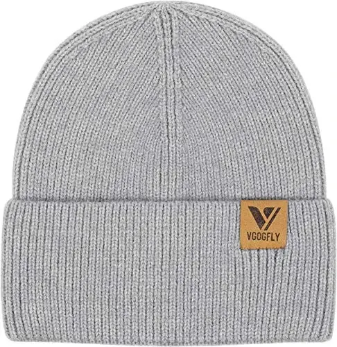 Vgogfly Beanie Men Slouchy Knit Skull Cap Warm Stocking Hats Guys Women Striped Winter Beanie Hat Cuffed Plain Hat - VGOGFLY (1)