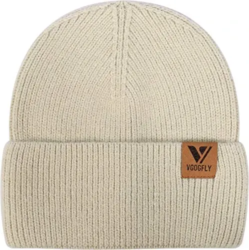 Vgogfly Beanie Men Slouchy Knit Skull Cap Warm Stocking Hats Guys Women Striped Winter Beanie Hat Cuffed Plain Hat - 2