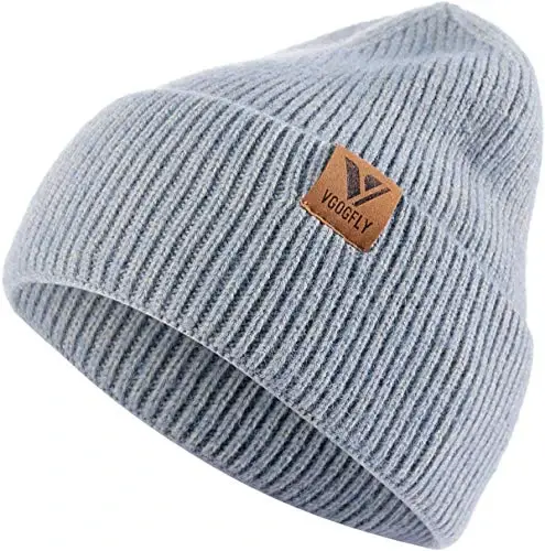 Vgogfly Beanie Men Slouchy Knit Skull Cap Warm Stocking Hats Guys Women Striped Winter Beanie Hat Cuffed Plain Hat - 1