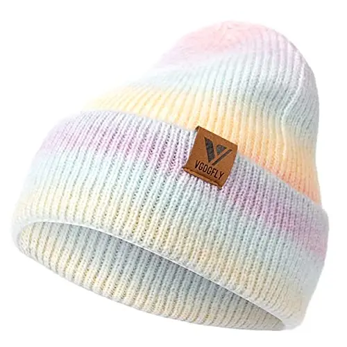 Vgogfly Beanie Men Slouchy Knit Skull Cap Warm Stocking Hats Guys Women Striped Winter Beanie Hat Cuffed Plain Hat 