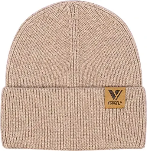 Vgogfly Beanie Men Slouchy Knit Skull Cap Warm Stocking Hats Guys Women Striped Winter Beanie Hat Cuffed Plain Hat - 4