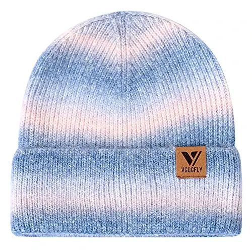 Vgogfly Beanie Men Slouchy Knit Skull Cap Warm Stocking Hats Guys Women Striped Winter Beanie Hat Cuffed Plain Hat - 2