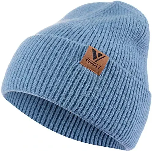 Vgogfly Beanie Men Slouchy Knit Skull Cap Warm Stocking Hats Guys Women Striped Winter Beanie Hat Cuffed Plain Hat 