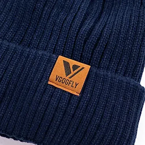 Vgogfly Lined Men Beanie Slouchy Knit Skull Cap Warm Stocking Hats Guys Women Striped Winter Beanie Hat - 3