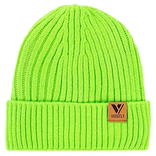 Vgogfly Lined Men Beanie Slouchy Knit Skull Cap Warm Stocking Hats Guys Women Striped Winter Beanie Hat 
