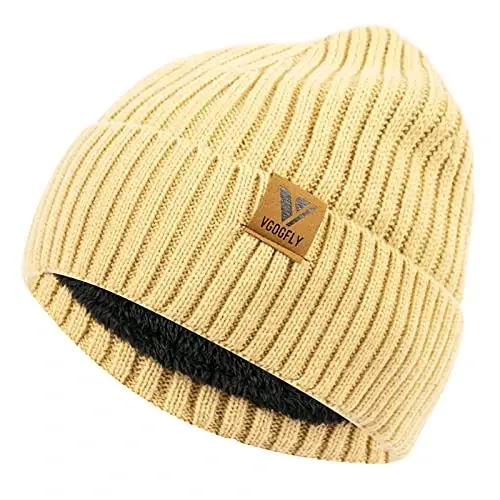 Vgogfly Lined Men Beanie Slouchy Knit Skull Cap Warm Stocking Hats Guys Women Striped Winter Beanie Hat - 2