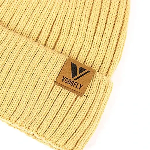 Vgogfly Lined Men Beanie Slouchy Knit Skull Cap Warm Stocking Hats Guys Women Striped Winter Beanie Hat - 3