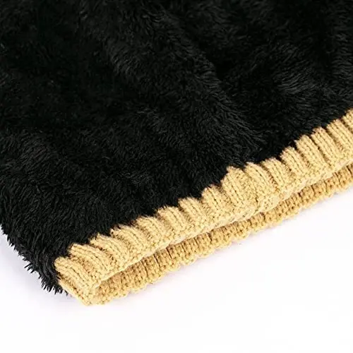 Vgogfly Lined Men Beanie Slouchy Knit Skull Cap Warm Stocking Hats Guys Women Striped Winter Beanie Hat - 4